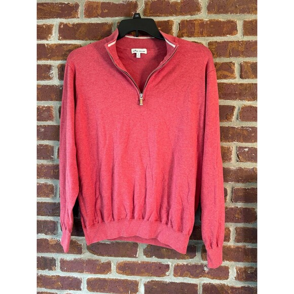 Peter Millar Other - Peter Millar red 1/4 zip sweater with a cotton silk blend XL